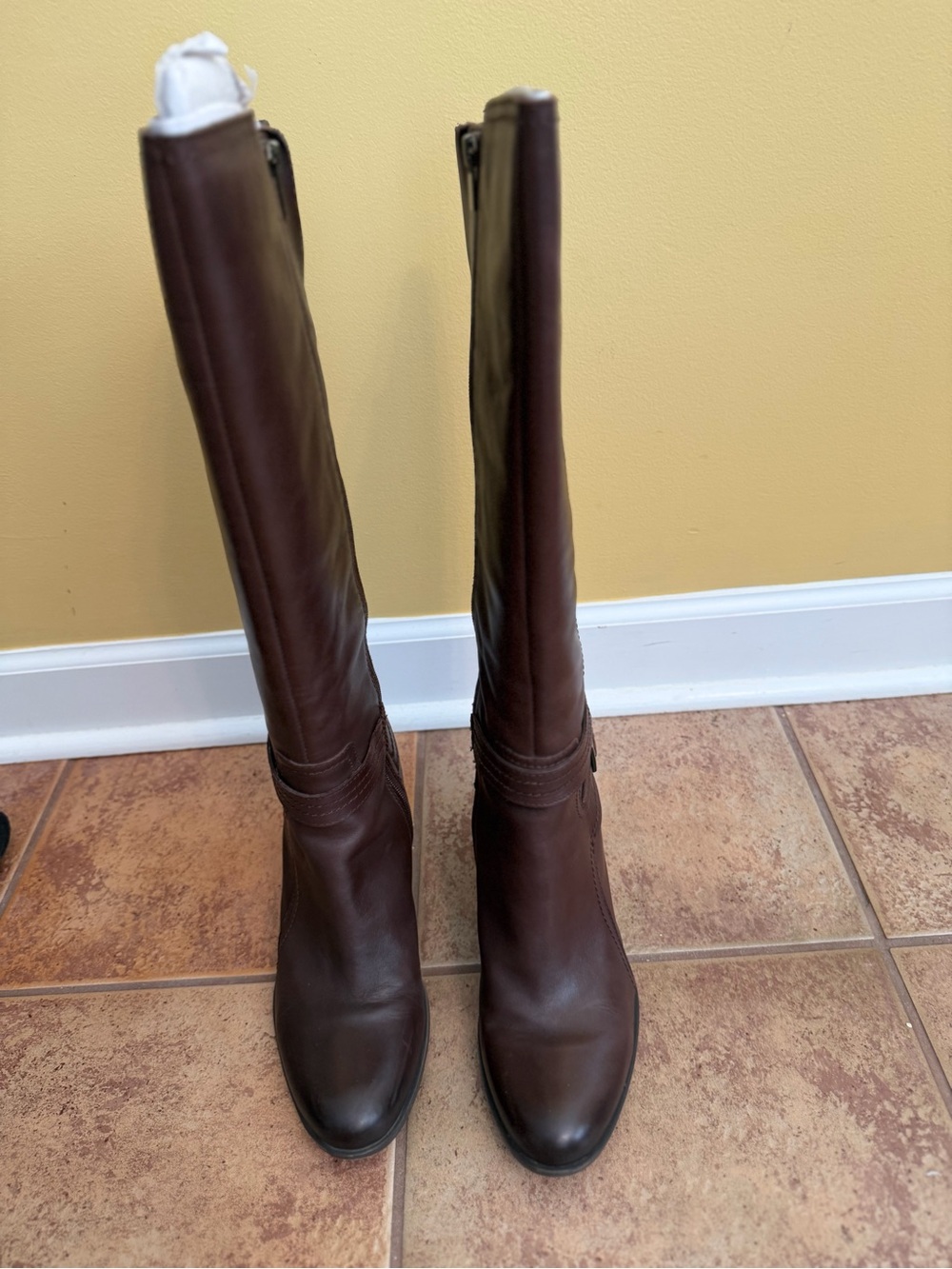 Naturalizer Brown Leather Knee High Riding Boots 3" Heel Equestrian